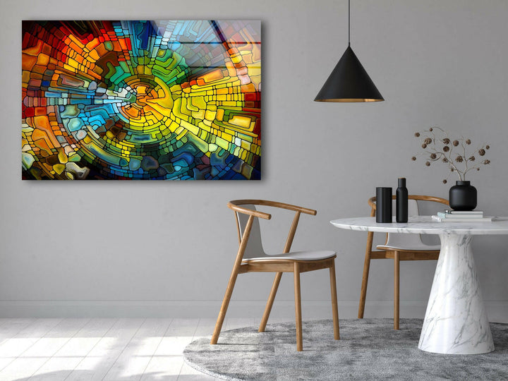 Colorful Design of Stained Glass Wall Art print on glass, glass printed photos