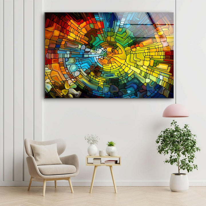 Colorful Design of Stained Glass Wall Art print picture on glass, Tempered Glass Wall Art