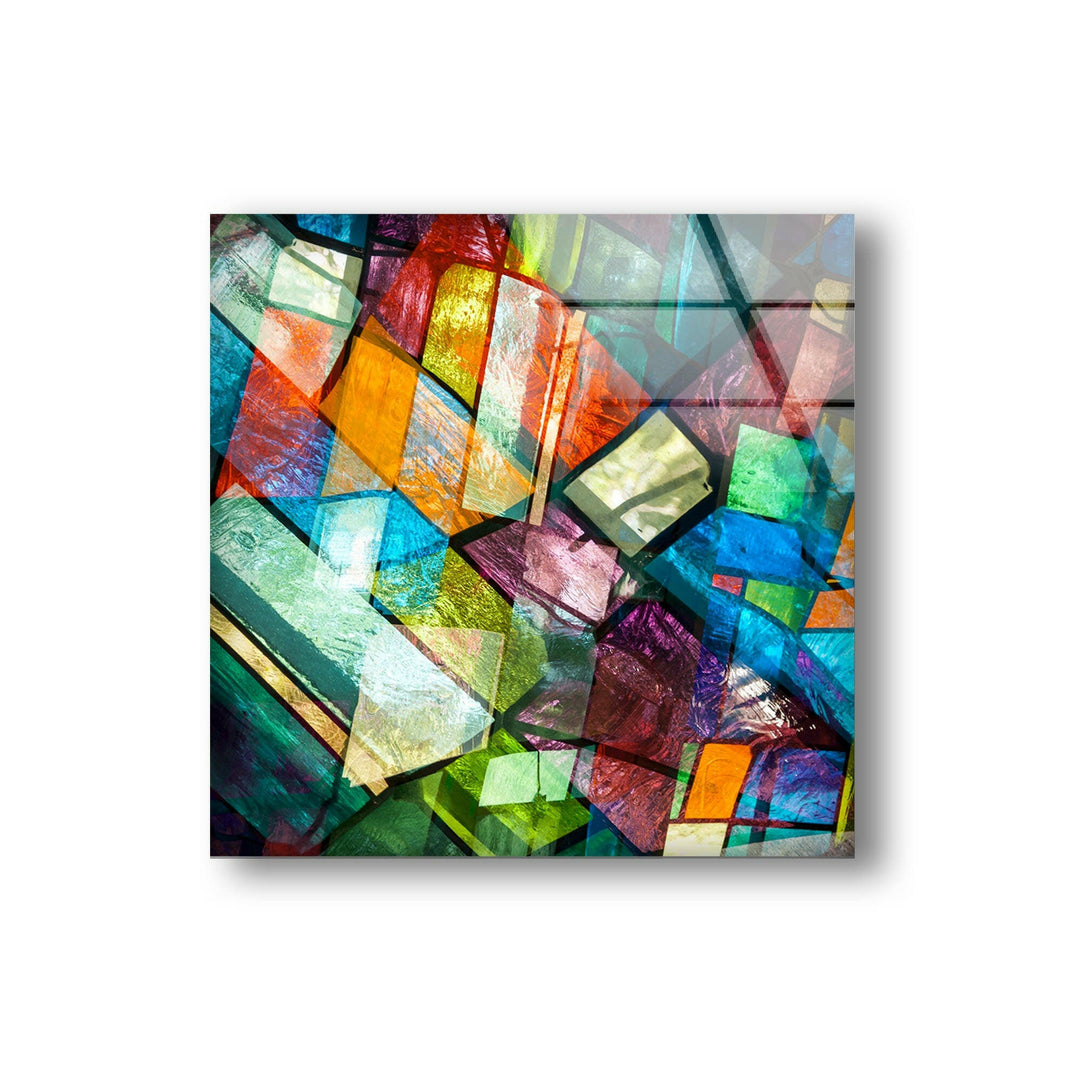 Stained Colorful Geometrics Glass Wall Art picture on glass wall art, photos printed on glass