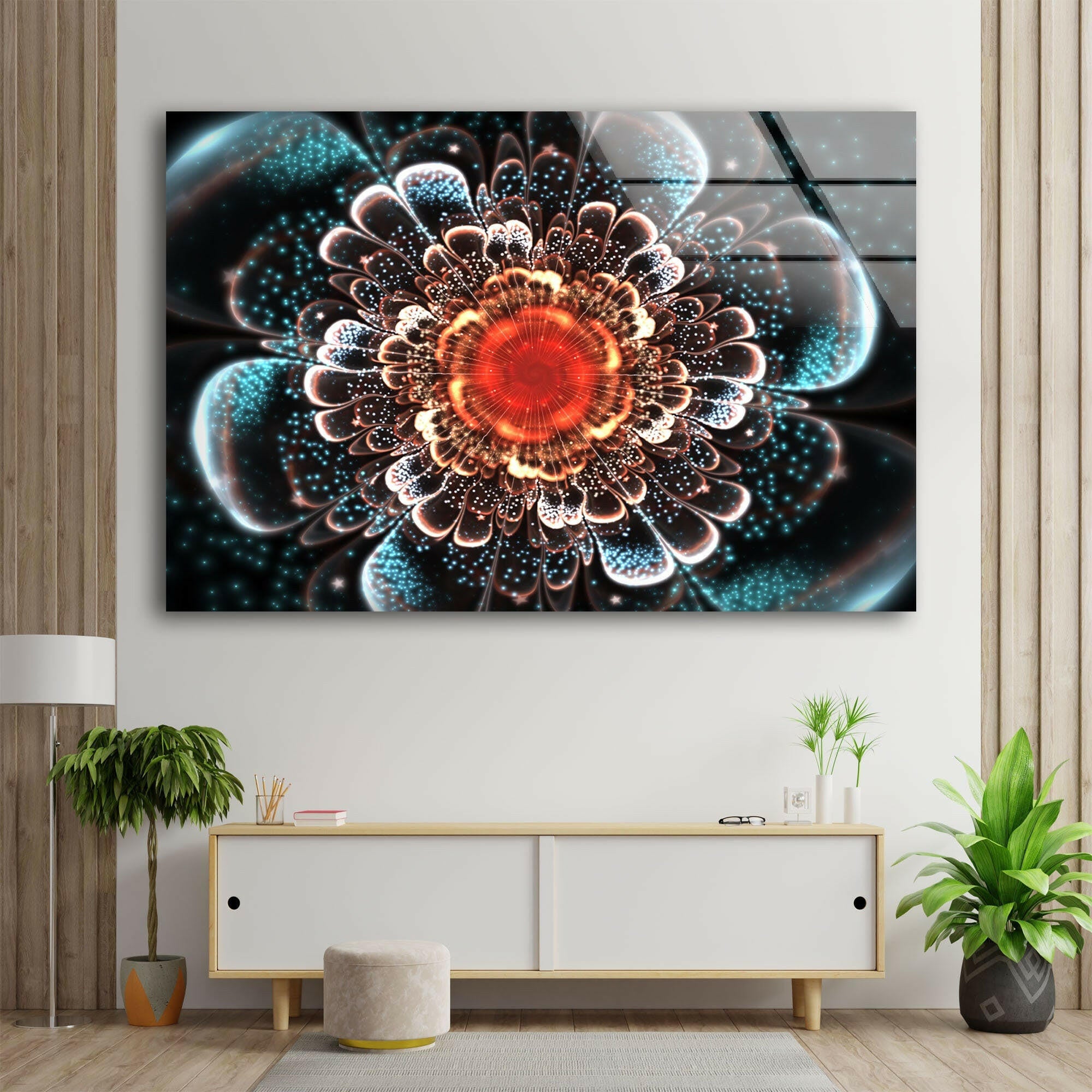 Abstract Flower Tempered Glass Wall Art