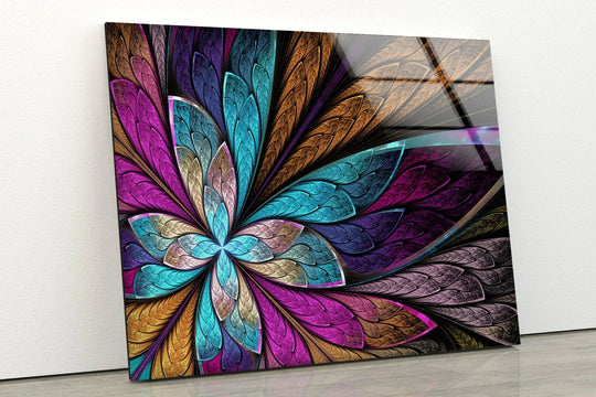 Stained Fractal Flower Glass Wall Art, Glass Art, Glass Prints