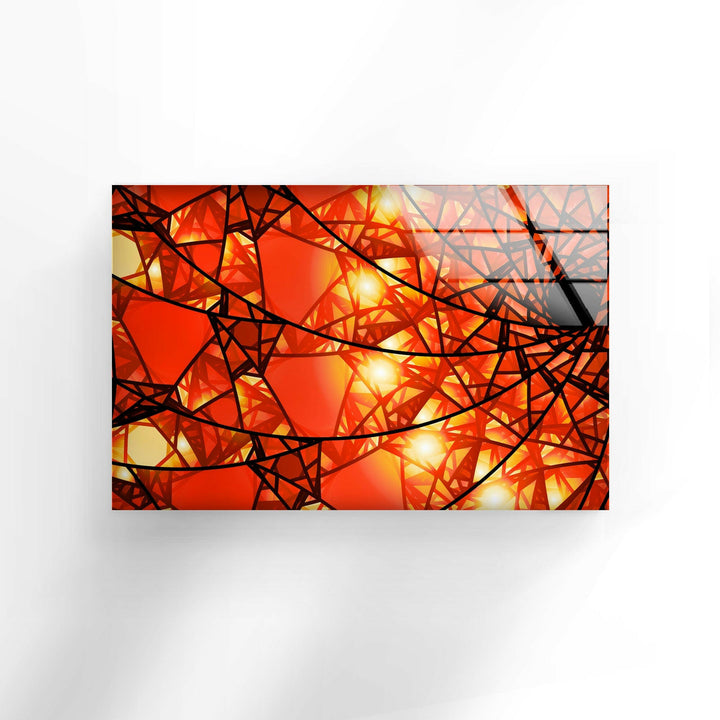 Red Stained Floral Glass Wall Art print picture on glass, Tempered Glass Wall Art