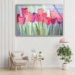 Pink Tulip Stained Abstract Tempered Glass Wall Art