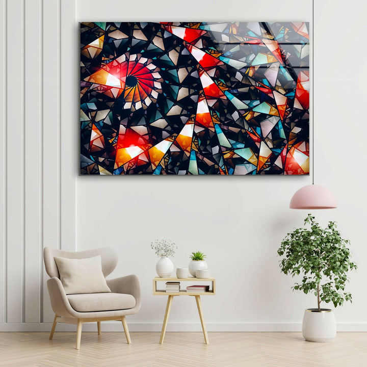 Fractal Abstract Red Glass Wall Art glass pictures for Wall, glass prints wall art