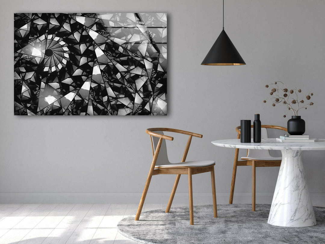 Silver Fractal Abstract Tempered Glass Wall Art - MyPhotoStation