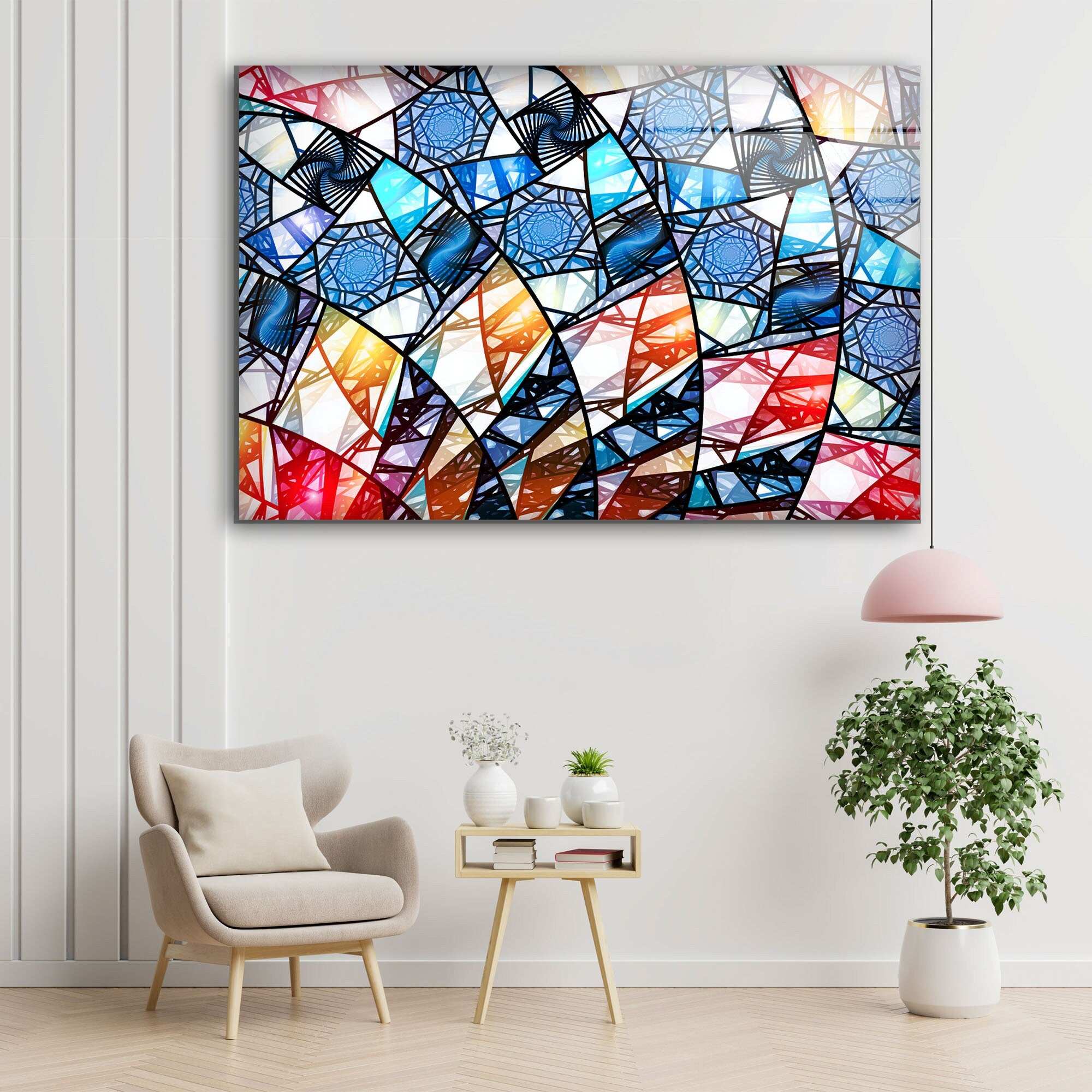 Abstract Stained Tempered Glass Wall Art
