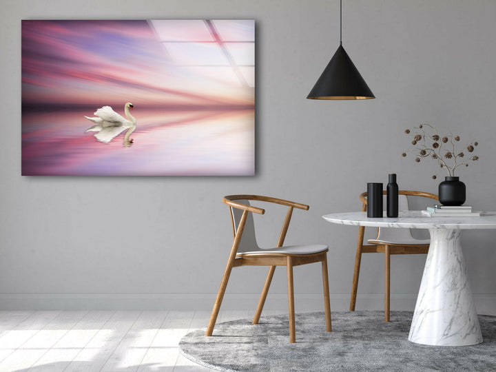 Swan Lake View Glass Wall Art custom glass pictures, glass art prints