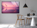 Pink Sky Sea View Tempered Glass Wall Art