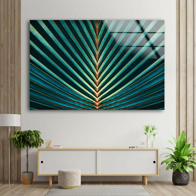Palm Leaf Tempered Glass Wall Art