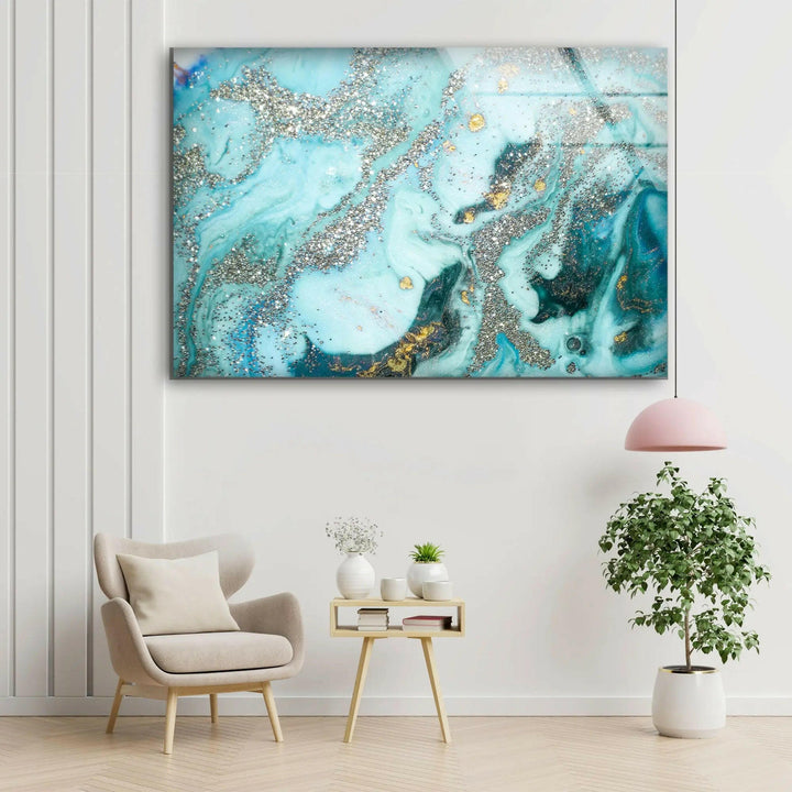 Blue Silver Decor Tempered Glass Wall Art - MyPhotoStation