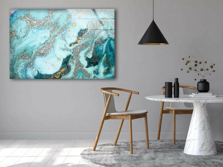 Blue Silver Decor Tempered Glass Wall Art - MyPhotoStation