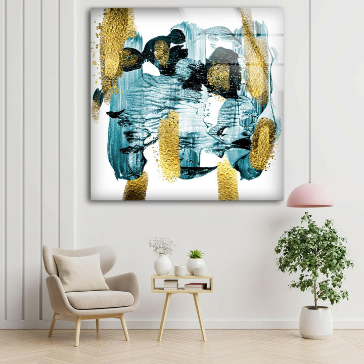 Gold illustration Abstract Style Glass Wall Art artdesigna wall art