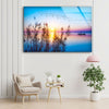Lake Landscape with Sunset Tempered Glass Wall Art