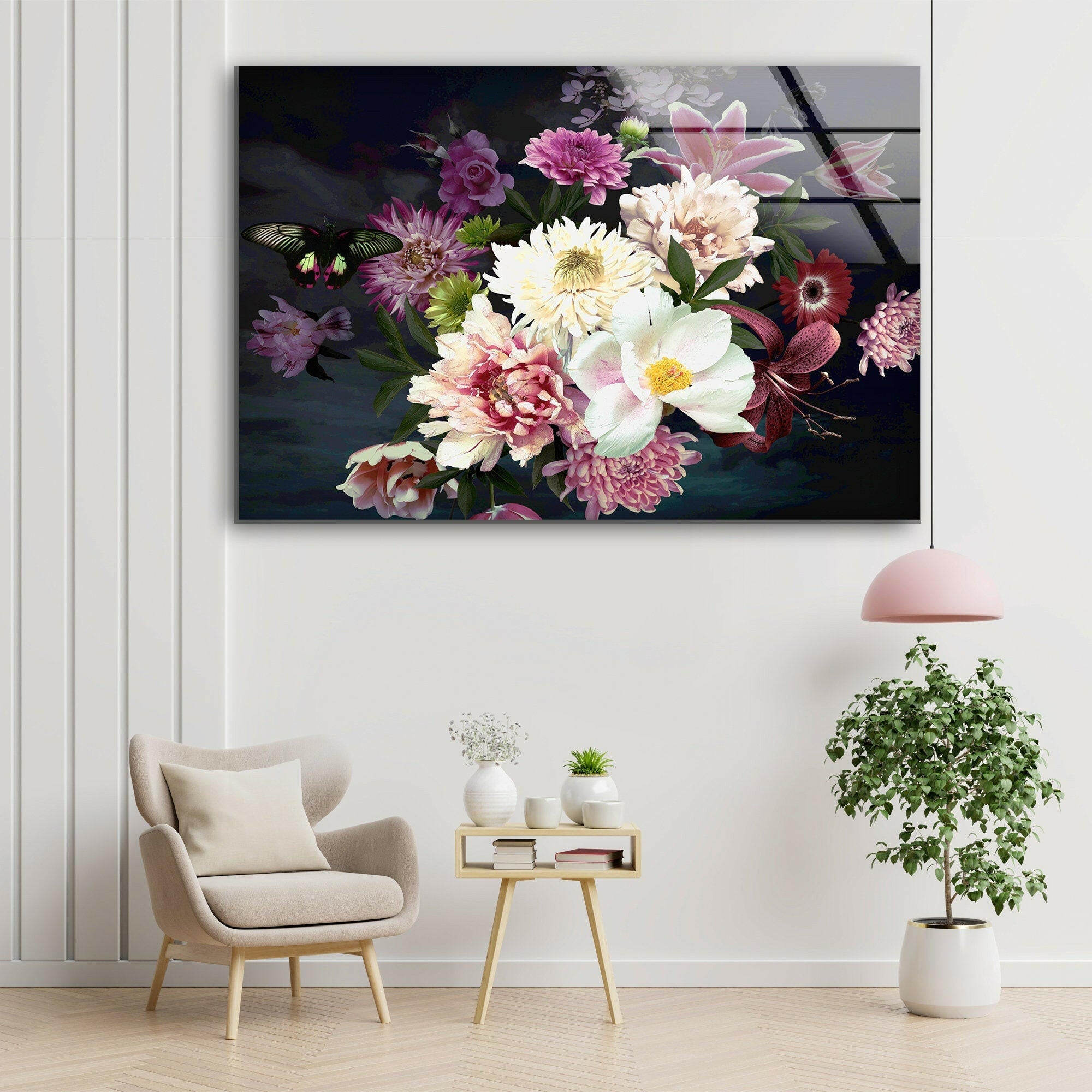 Colorful Flower Tempered Glass Wall Art