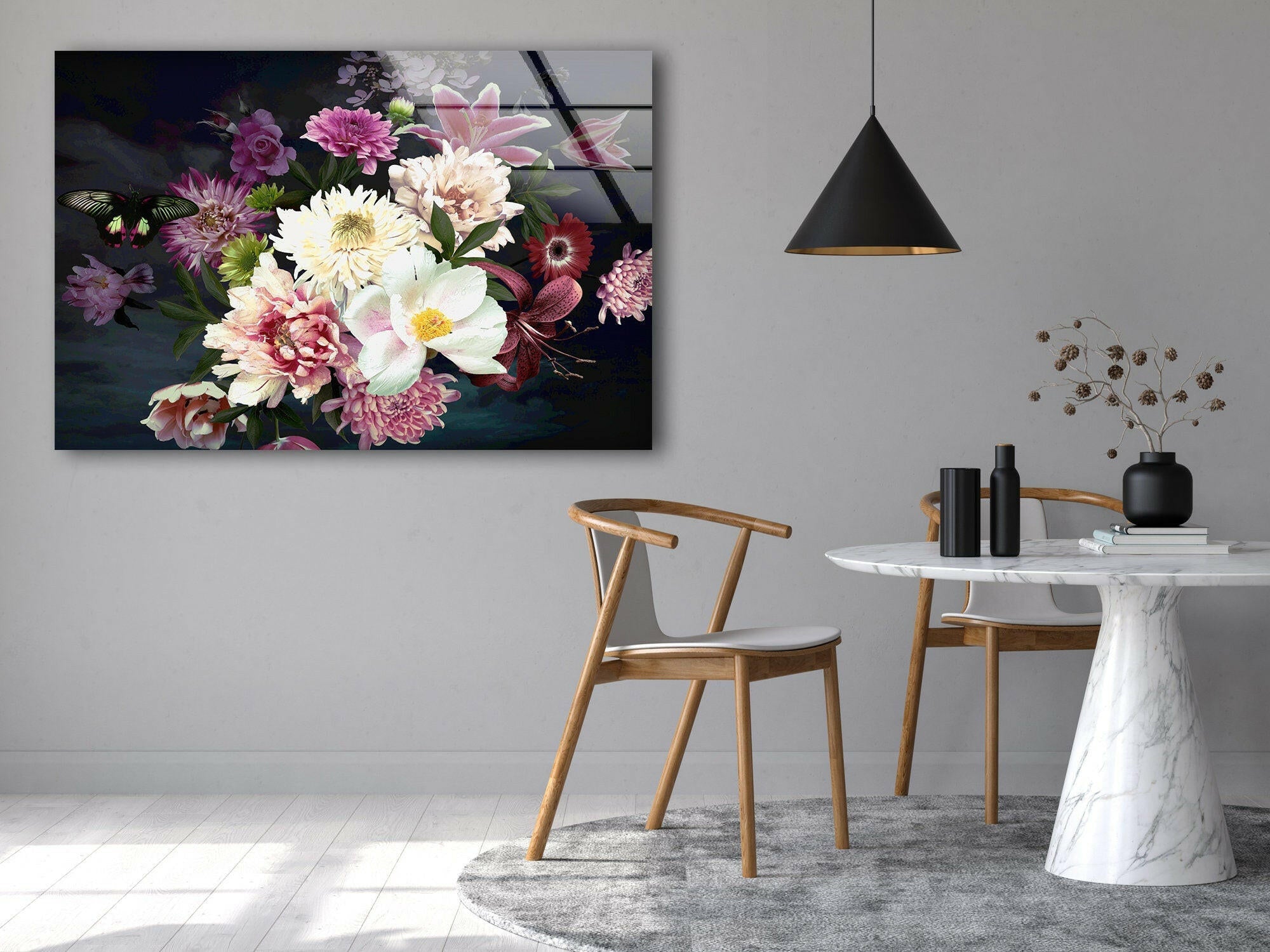 Colorful Flower Tempered Glass Wall Art