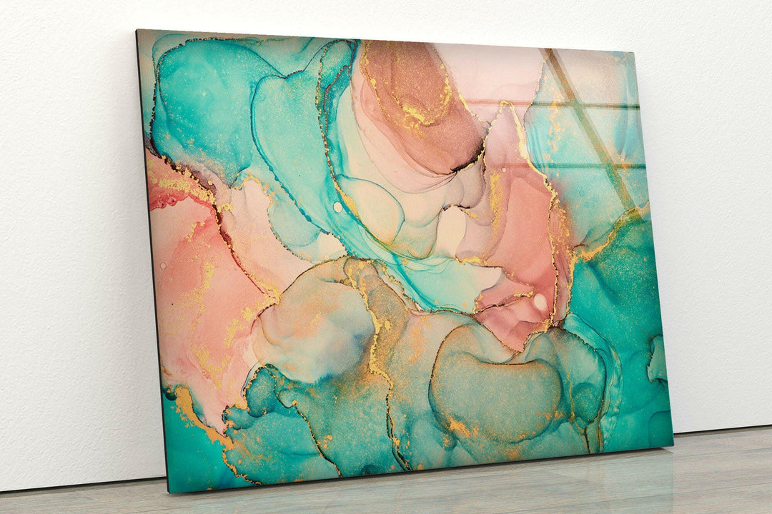 Turquoise Alcohol ink Impressive Large Glass Photo Prints