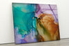 Green Purple Marble Tempered Glass Wall Art
