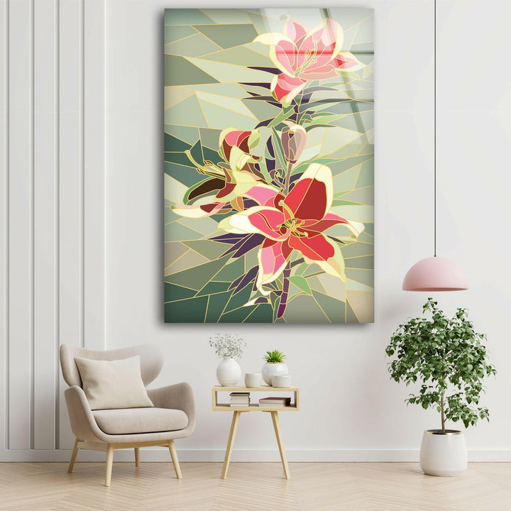 Lily Mosaic Glass Wall Art picture on glass wall art, photos printed on glass