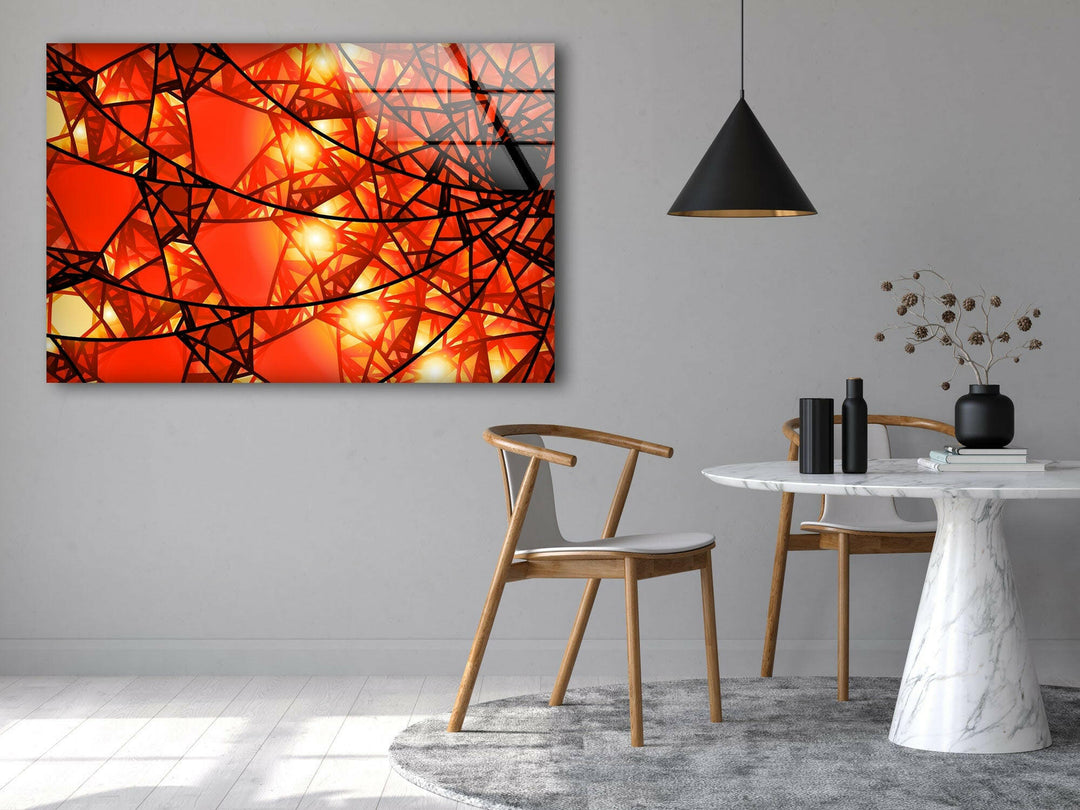Red Stained Floral Glass Wall Art custom glass photo prints, large glass prints