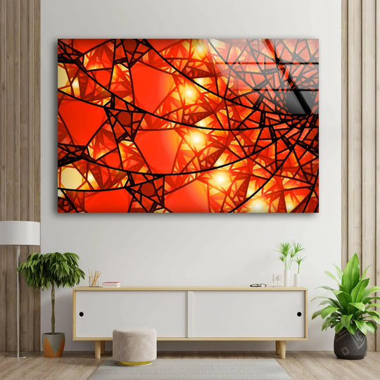 Red Stained Floral Glass Wall Art photo print on glass, prints on glass wall art