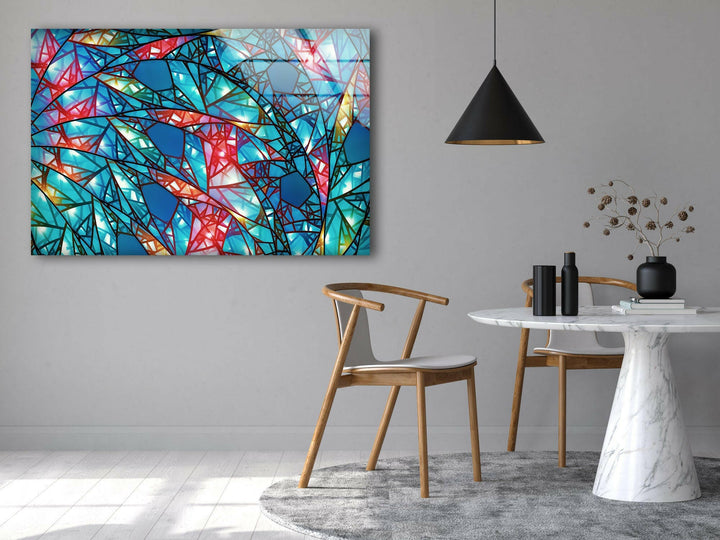 Blue Stained Abstract Glass Wall Art Glass Printing Wall Art, Print photos on glass