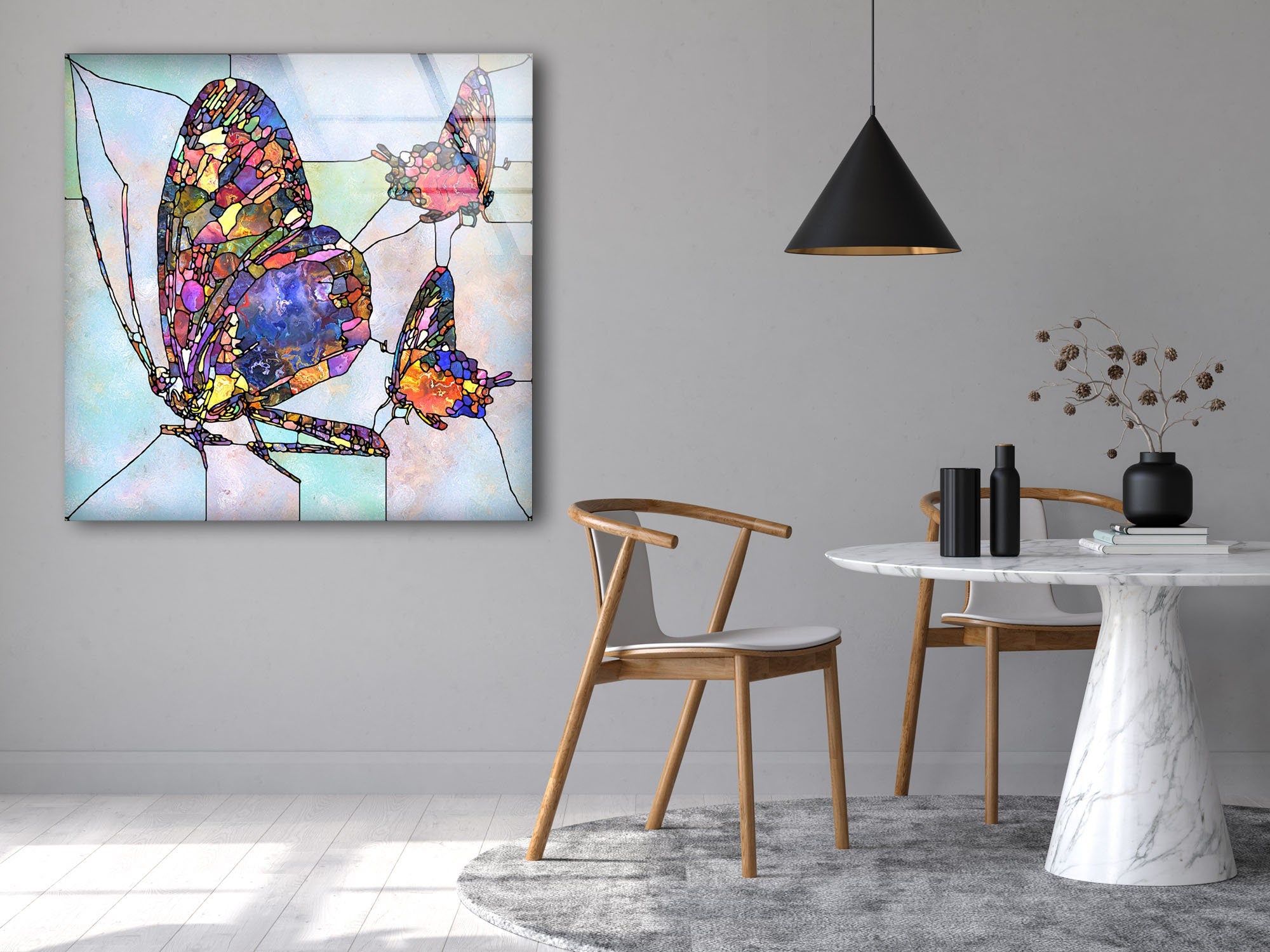 Mosaic Butterfly Tempered Glass Wall Art