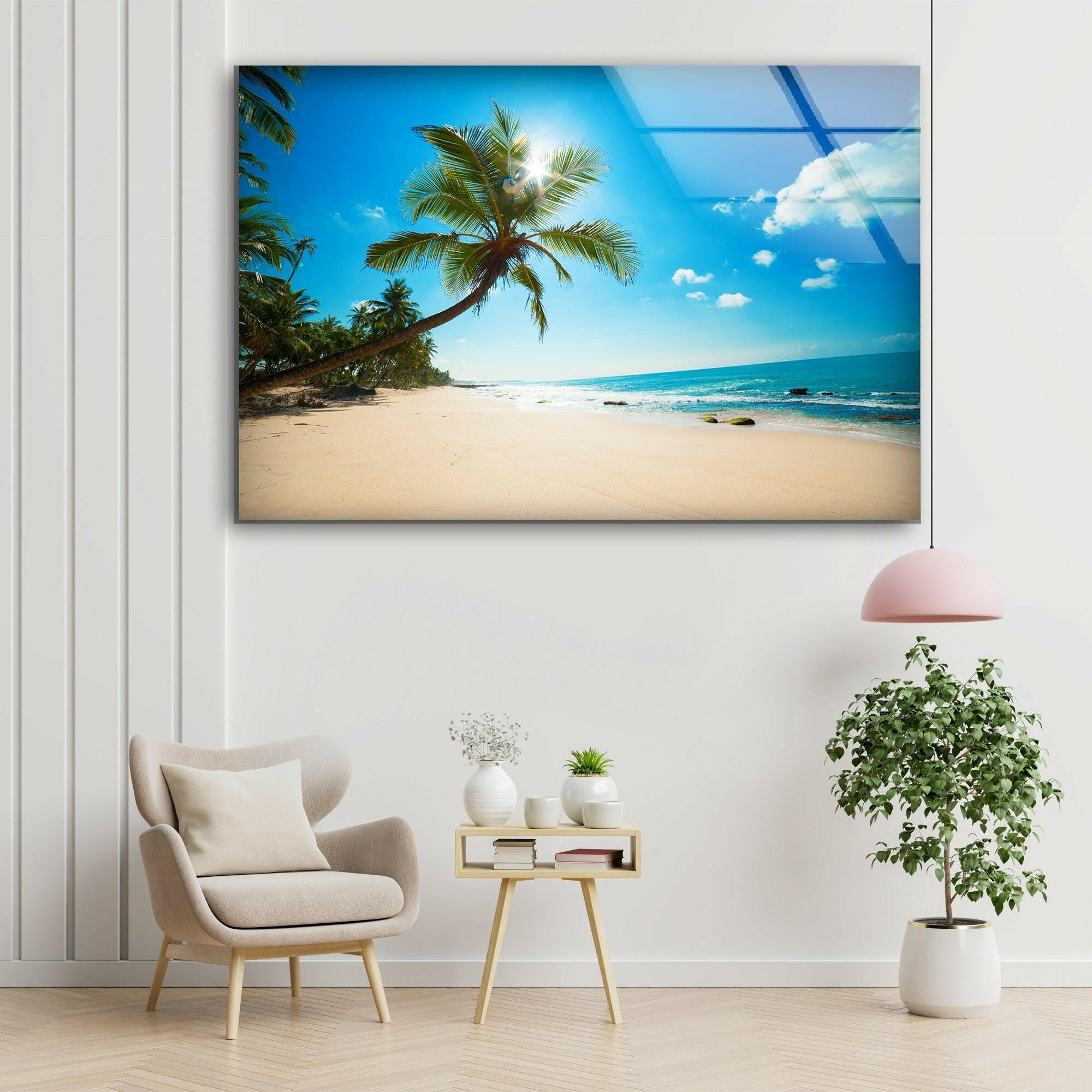 Sea Beach Tempered Glass Wall Art