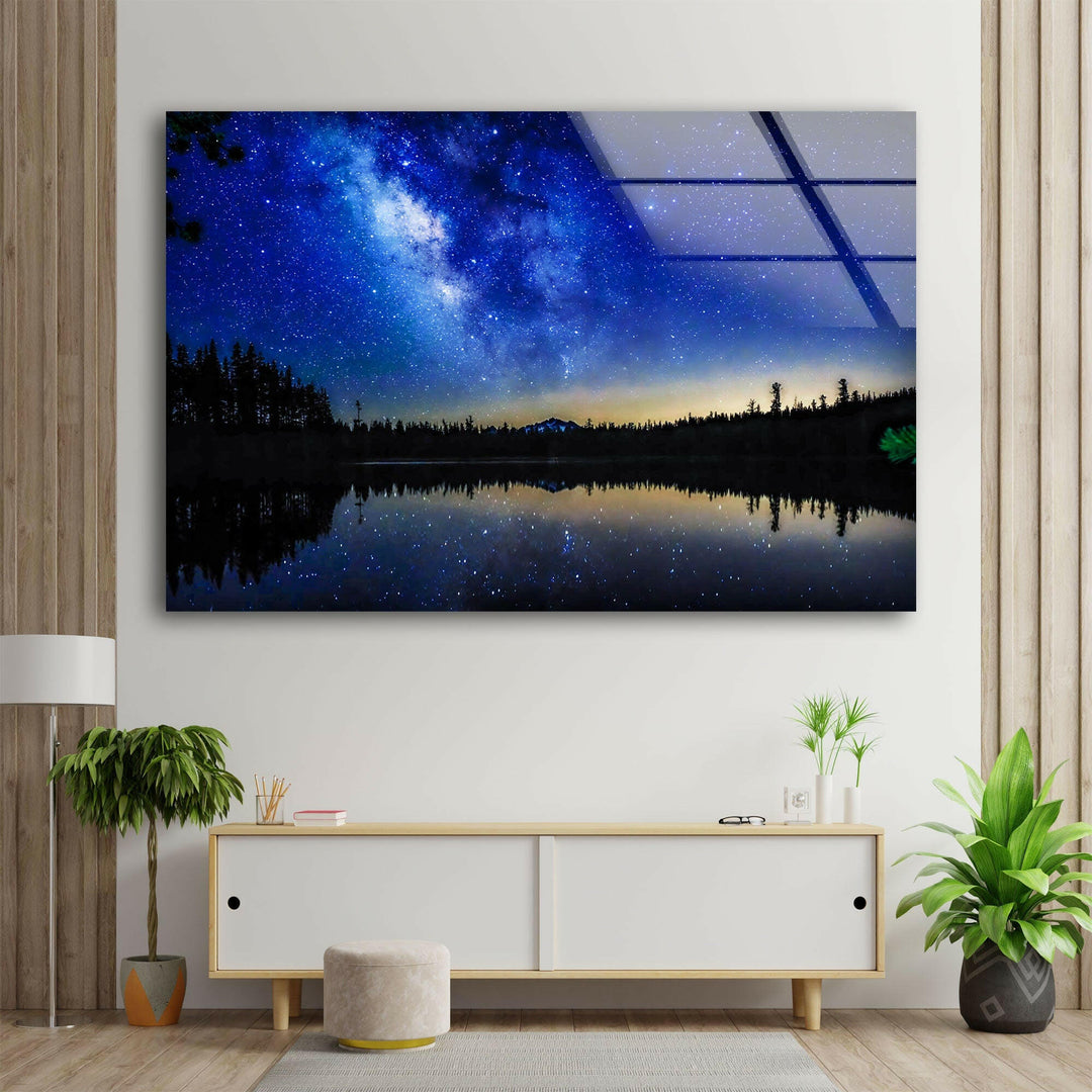 Tranquil Lake Under the Milky Way – A High-Definition Night Sky Wall Art
