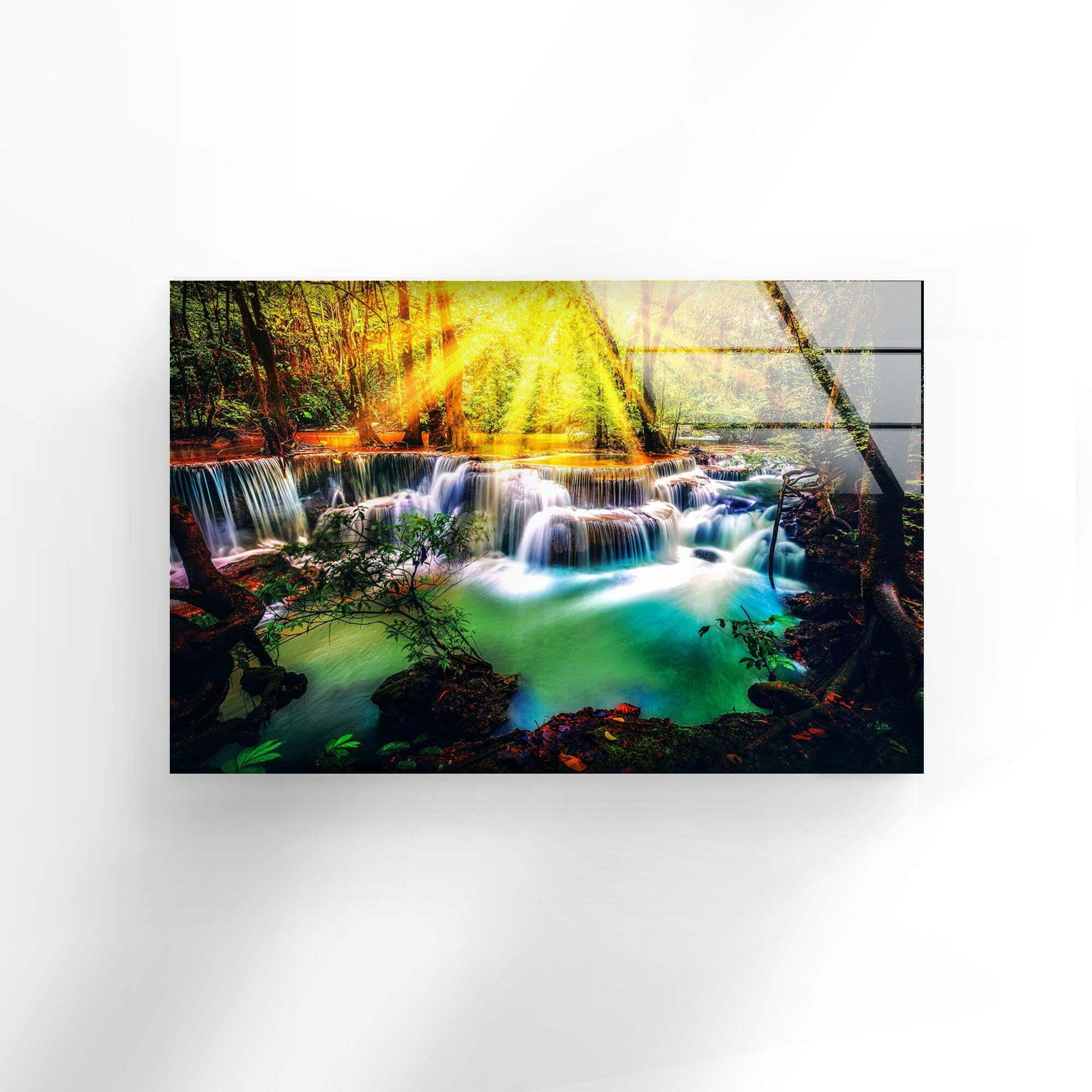 Autumn Landscape in the Forest Tempered Glass Wall Art