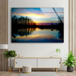 Sunset At Forest Tempered Glass Wall Art