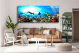 Ocean Life Tempered Glass Wall Art