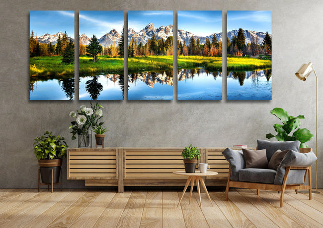 Lake View Panoramic Tempered Glass Wall Art