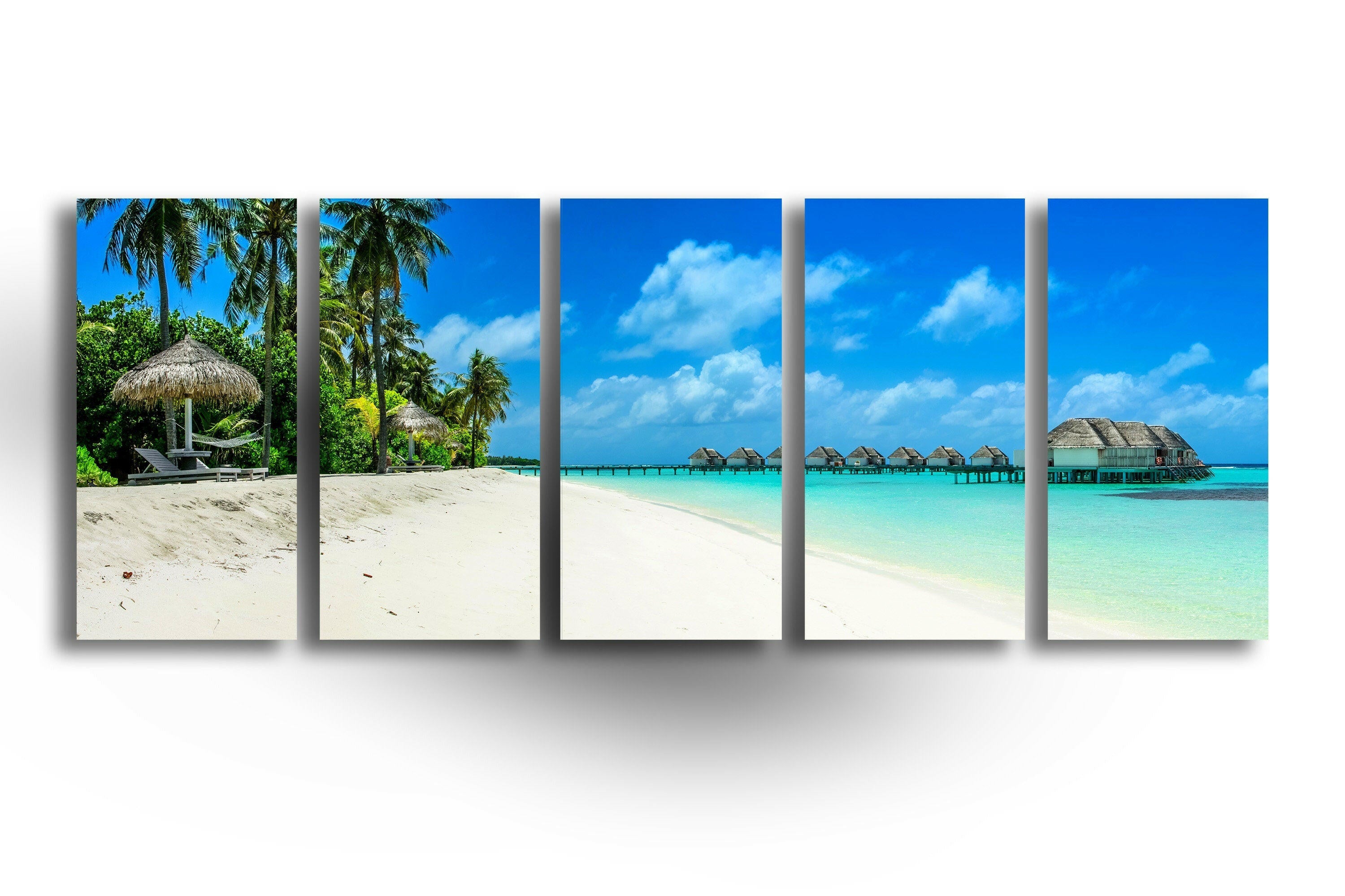 Panoramic Tropical Beach Tempered Glass Wall Art