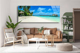 Panoramic Tropical Beach Tempered Glass Wall Art