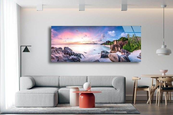 Tropical Island Landscape Glass Wall Art, glass image printing, glass prints from photos