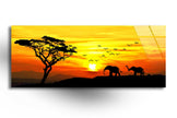 Panoramic Safari Animals Tempered Glass Wall Art