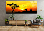Panoramic Safari Animals Tempered Glass Wall Art