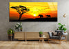 Panoramic Safari Animals Tempered Glass Wall Art