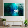 White Transparent Leaf Tempered Glass Wall Art