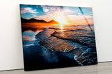 Beach Sunset Tempered Glass Wall Art