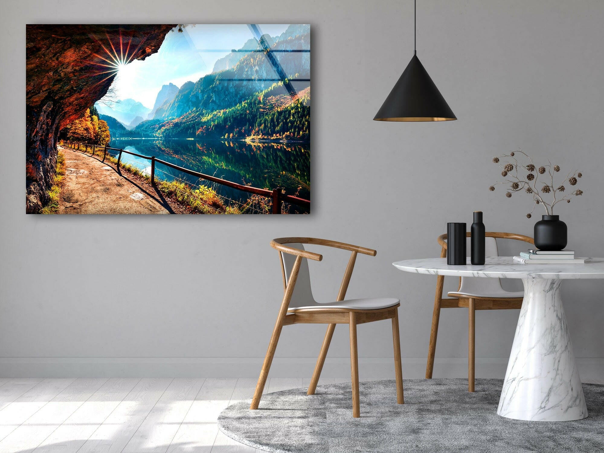 Sunny Autumn View Tempered Glass Wall Art