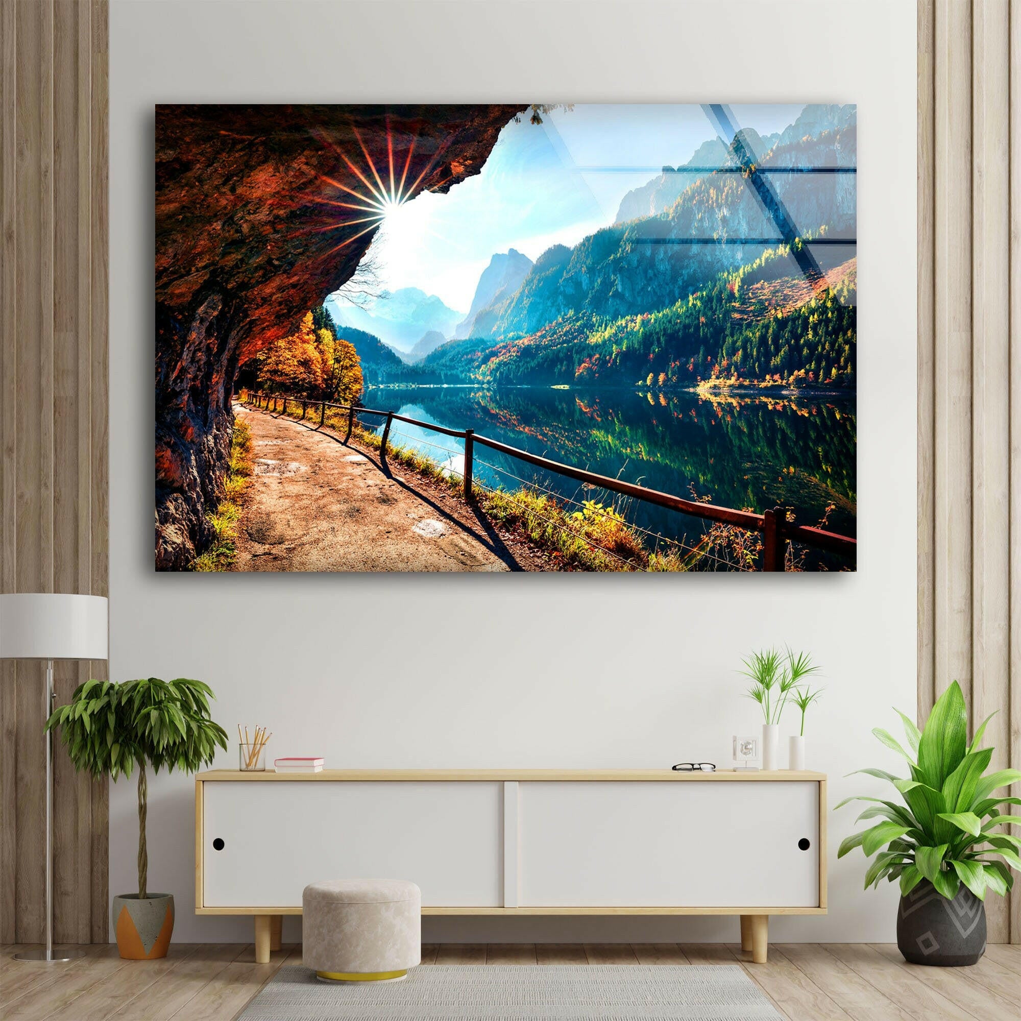 Sunny Autumn View Tempered Glass Wall Art