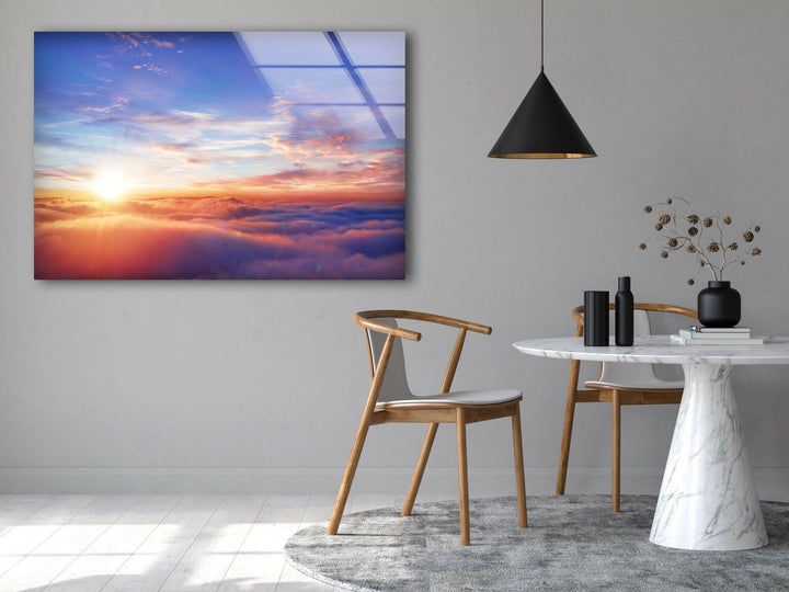 Majestic Sky View from Above – A Relaxing and Modern Glass Wall Art
