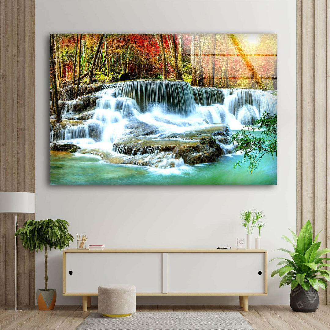Waterfall in Deep Forest Glass Wall Art art glass wall art, glass wall art pictures