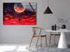 Red Full Moon Tempered Glass Wall Art