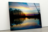 Sunset At Forest Tempered Glass Wall Art