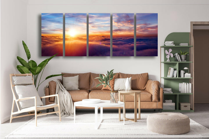 Dreamy Sunset Sky Glass Wall Art, custom glass photo prints, large glass prints