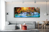 Panoramic Waterfall View at Forest Tempered Glass Wall Art