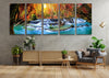 Panoramic Waterfall View at Forest Tempered Glass Wall Art