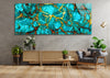 Green Gold Marble Decor Tempered Glass Wall Art